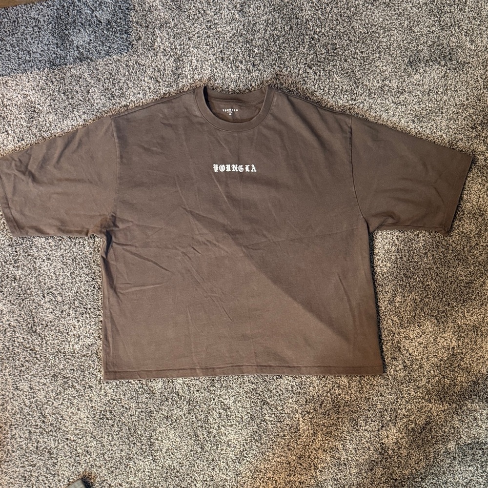 YoungLA Brown Short Sleeve Tee with White Chest Logo